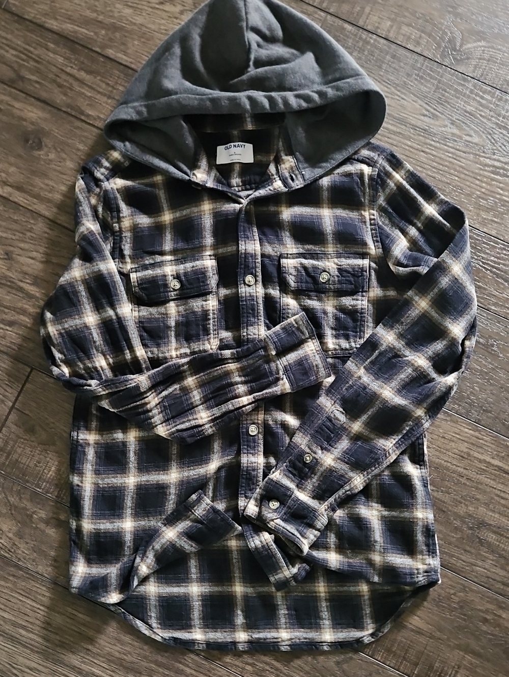 Mens Old Navy Hooded Flannel Small